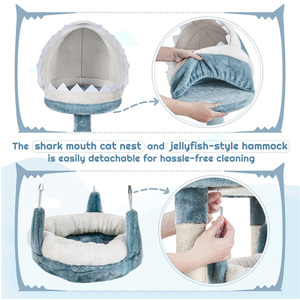 Blue / Particle Board, Plush, Sisal, Foam, Particle Board / 55cm Yaheetech Ocean Themed Cat Tree with Sisal Posts shot 9535085