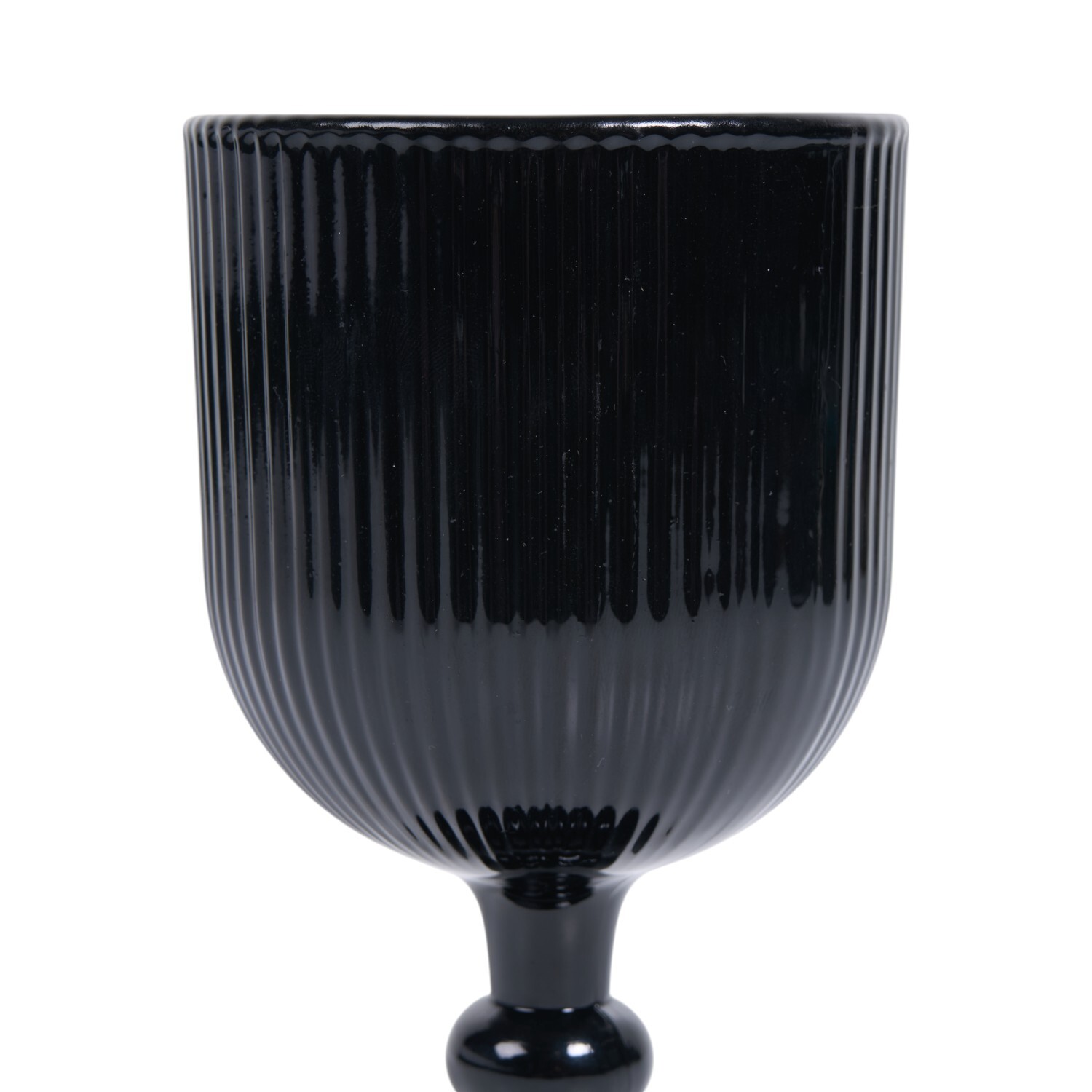 Black Ribbed Wine Glass - Black