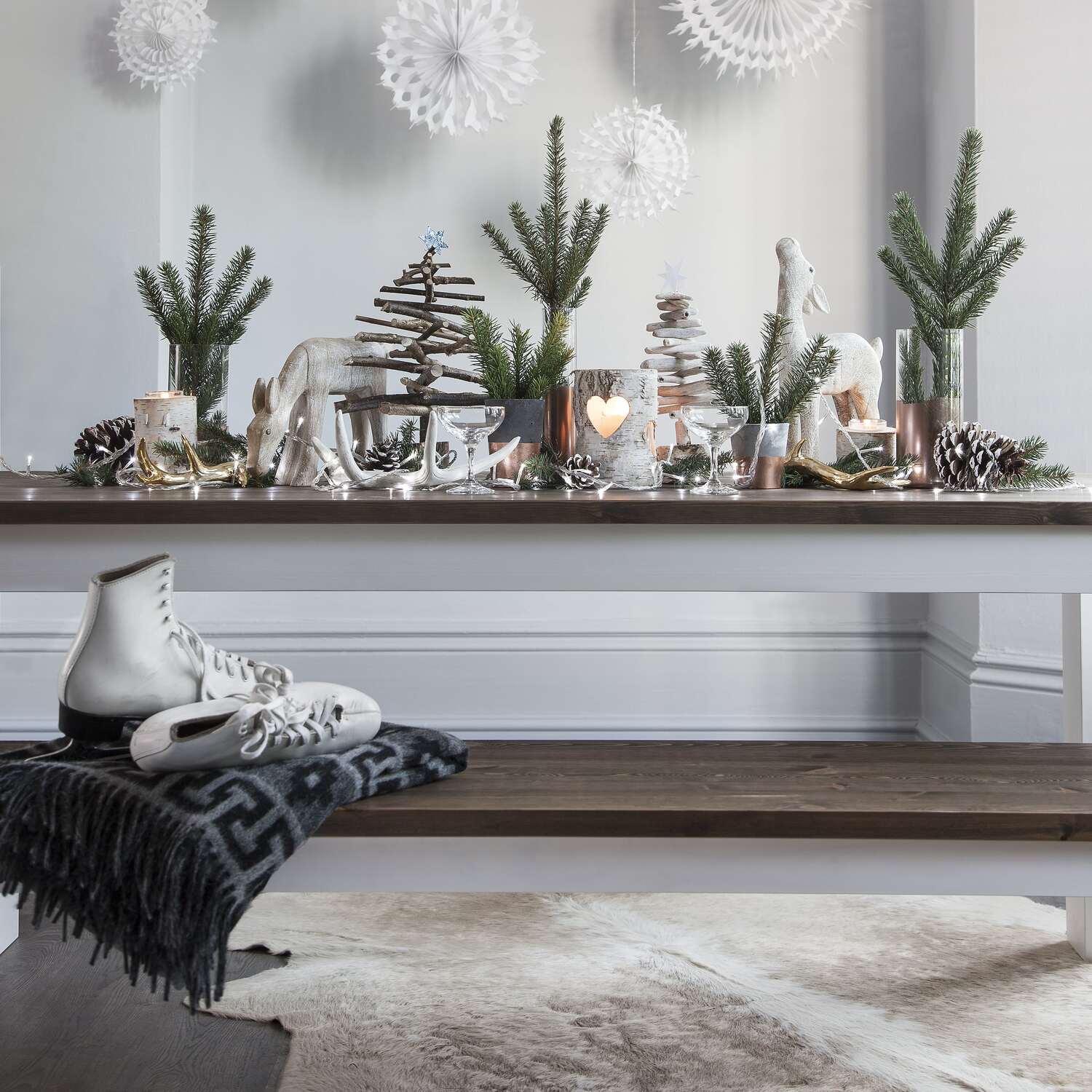 Nordic Dining Table - White Dark Pine