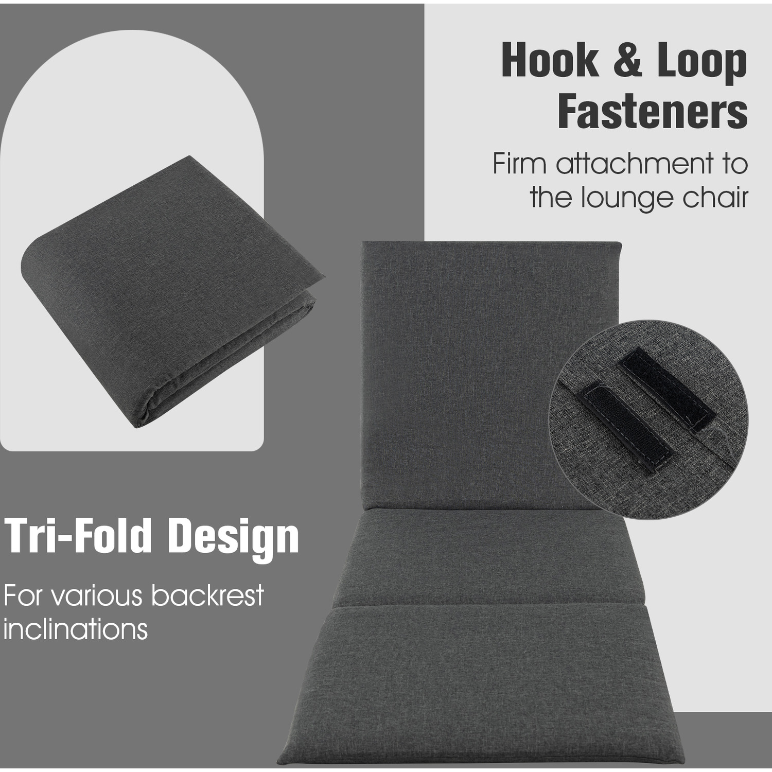 Set Of 2 Outdoor Lounge Chair Cushion - Grey