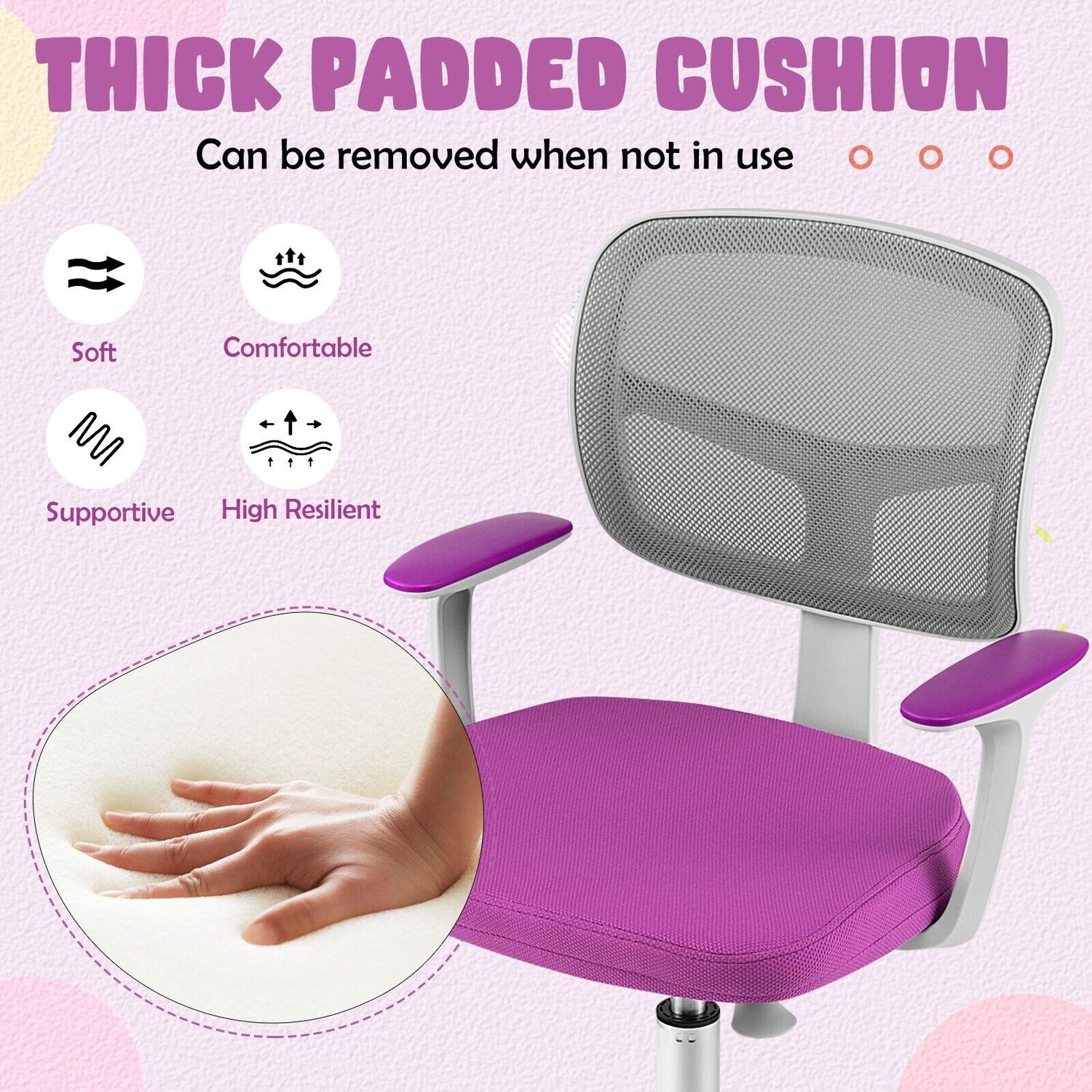 Kids Swivel Computer Desk Chair - Purple