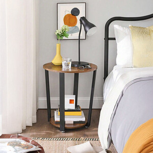 VASAGLE Round Side Table with Steel Frame