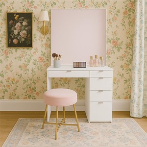 Ava 5 Drawer White Dressing Table
