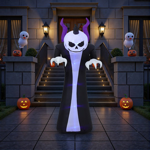 Halloween Inflatable Ghost with Raising Hands and LED Lights