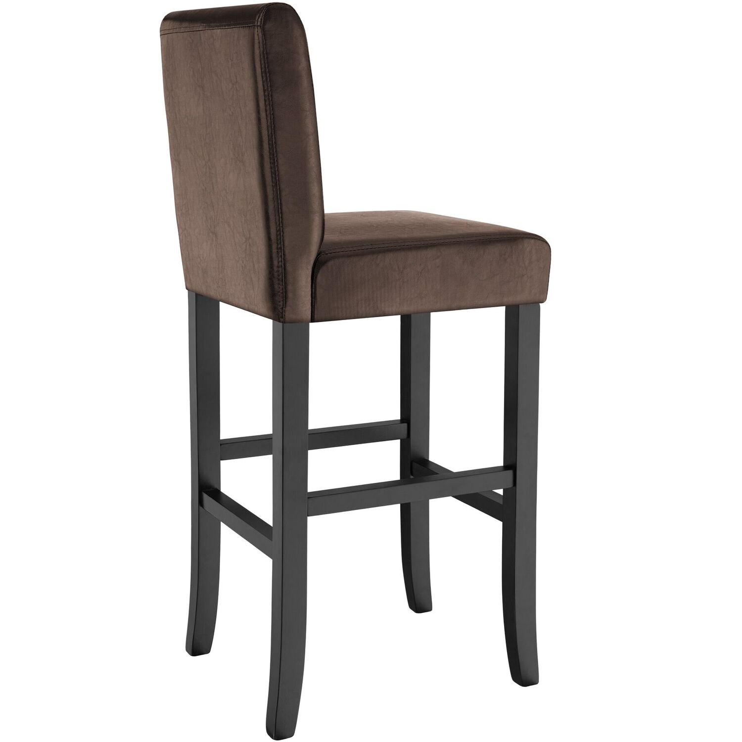 Bar Stool Padded Backrest With Footrests - Brown