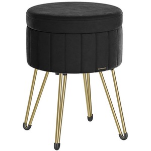 Velvet Round Ottoman Footstool  with Storage
