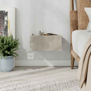 Sandstone, Travertine Wall Bedside Table with Drawer Handleless Nightstand shot 10683946