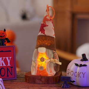 Autumn Harvest Gnome Doll with Orange and Maple Leaves
