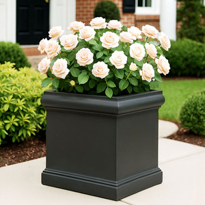 Victorian Square Planter, Slate Effect Reinforced Stone Outdoor Plant Pot