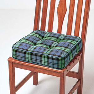 Black Watch Tartan Cotton Dining Chair Booster Cushion
