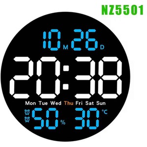 LED Wall Clock Remote Dual Alarm Temp Display