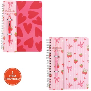 Strawberry or Heart B5 Notebook with Pen