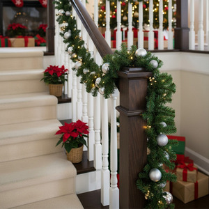 Artificial Pine Garland with Ornaments and Gold Berries