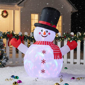 Inflatable Snowman with Red Scarf and Top Hat