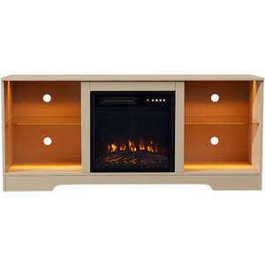 Lifeideas Freestanding Electric Fireplace Cabinet in Wood Finish