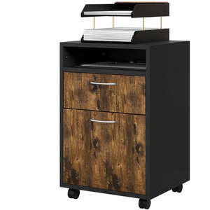 2 Drawer Portable Rolling Filing Cabinet With Shelf