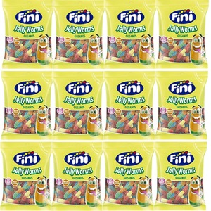Fini Sweets Sour Jelly Worms Fizzy Gummy Jellies 12 x 75 Grams