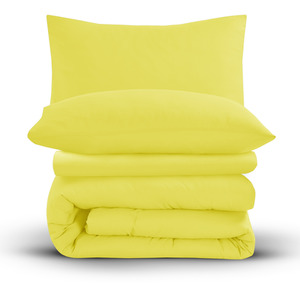 Yellow / Single Soft Touch Plain Microfibre Duvet Cover and Pillowcase Set shot 11859879