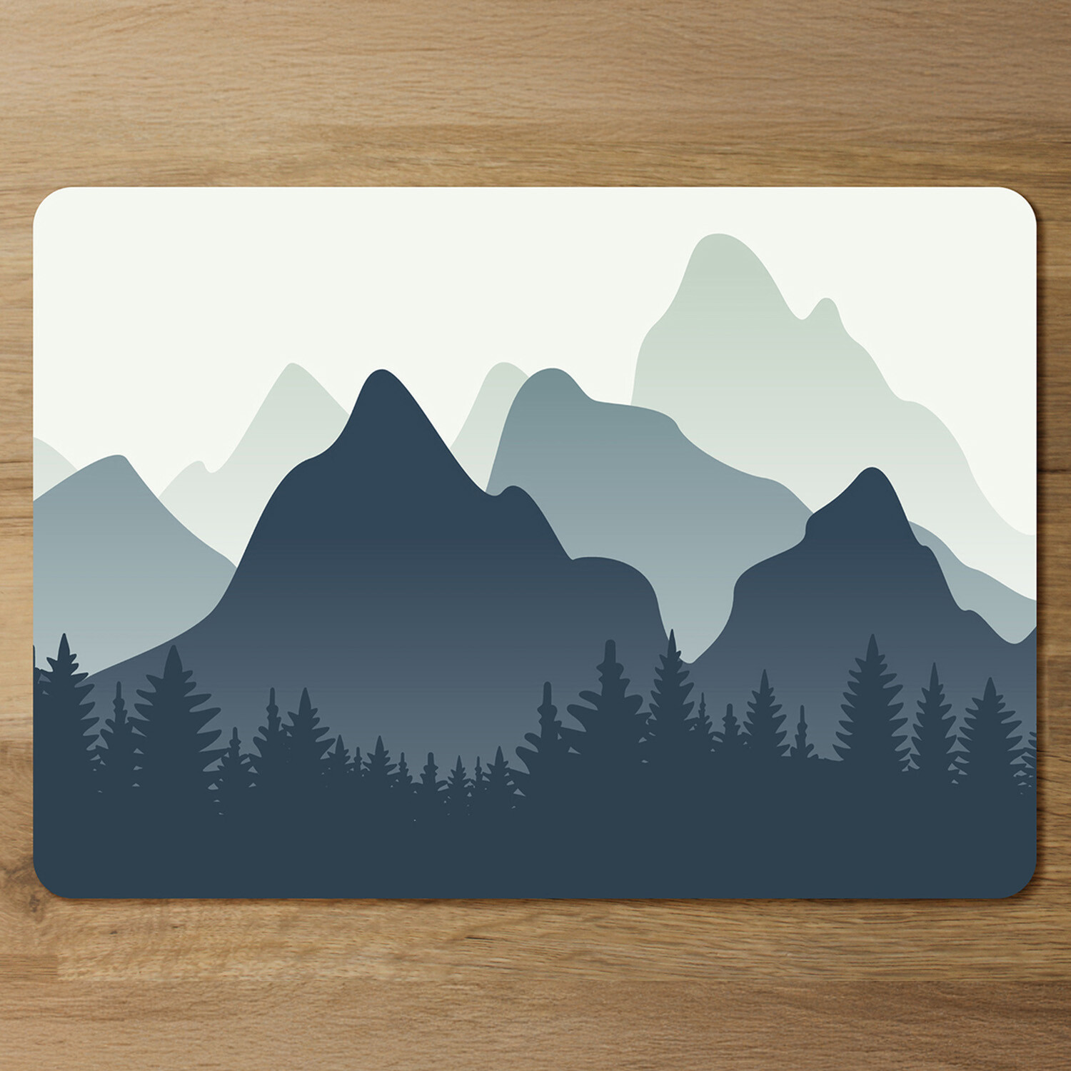 Mountain landscape illustration Designer Placemat Set - Blue