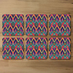 Abstract Ethnic Ikat Pattern Coaster