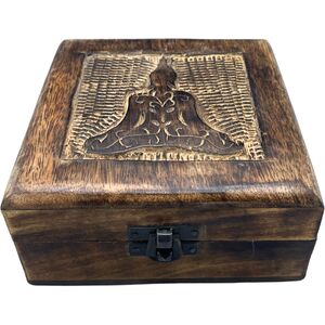 Square Wooden Keepsake Box Buddha