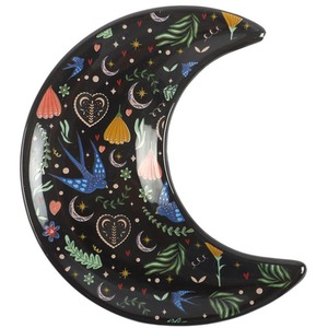 Midnight Bloom Crescent Moon Trinket Dish