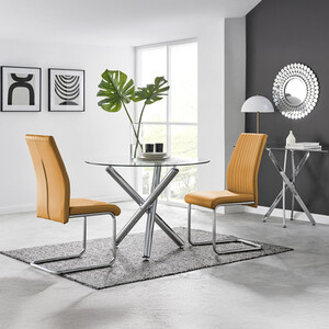 Selina Round Dining Table With Two Lorenzo Chairs
