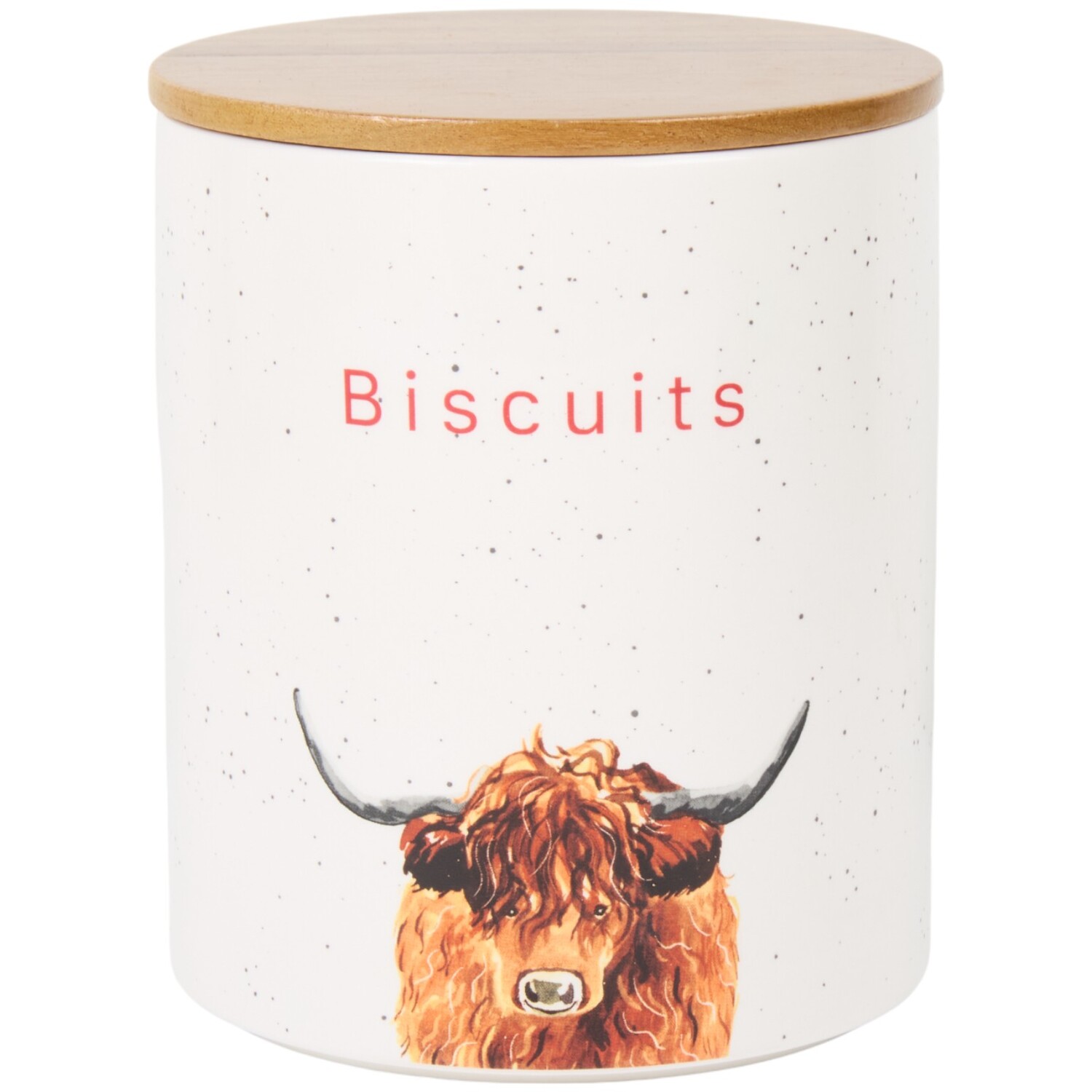 Highland Cow Biscuit Canister - White