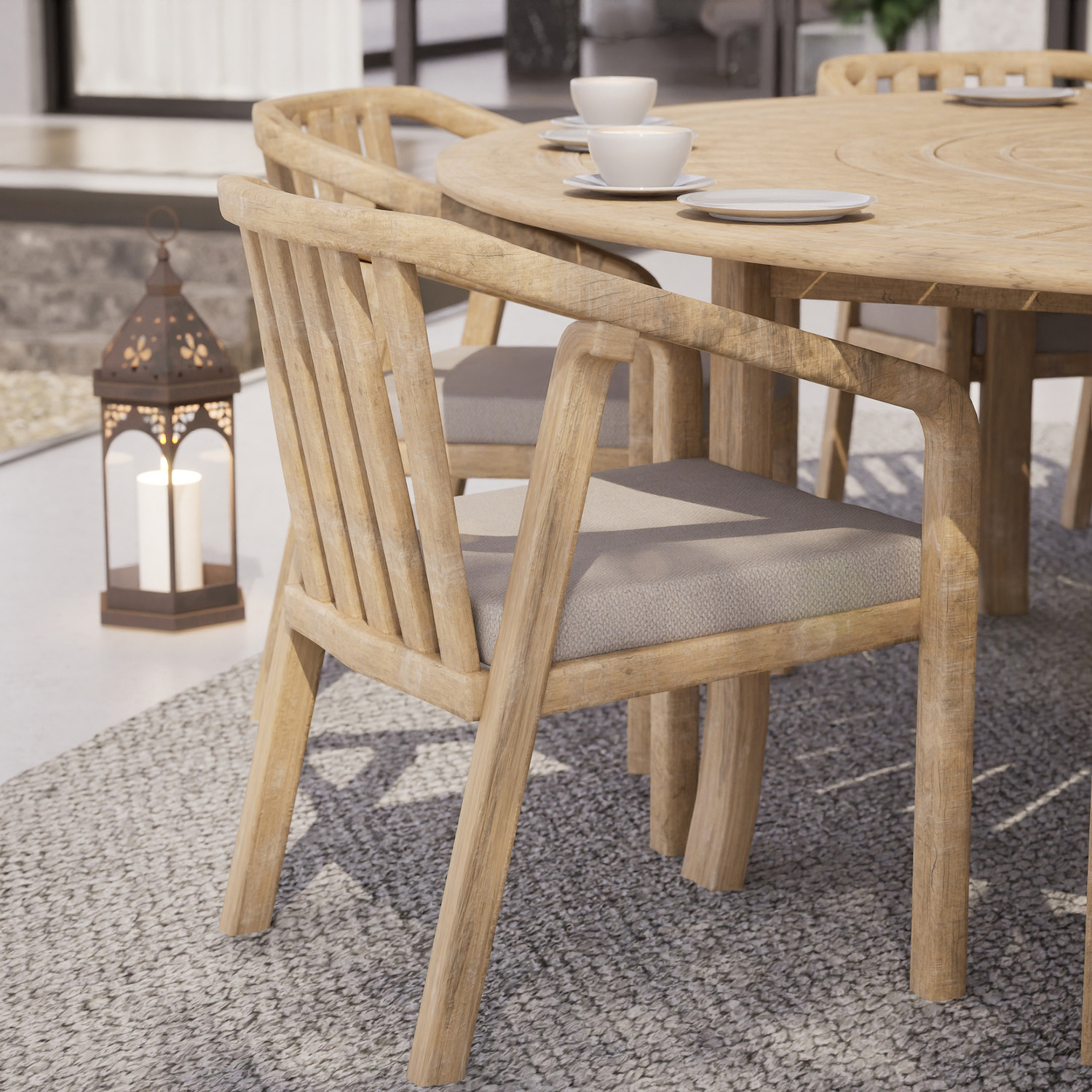 Maris 8-seater Round Dining Table With Wooden Lazy Susan 1800 Mm - Beige