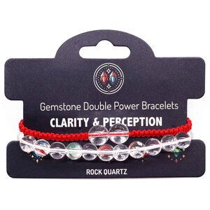 Gemstone Double Power Bracelet with Clear Quartz  Color String Options