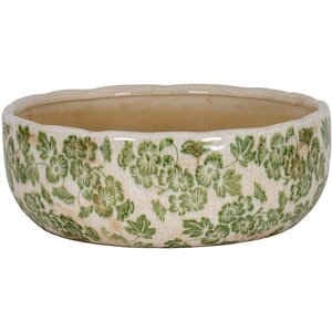 Small Green Clover Ceramic Bowl Perfect for Plants Decor