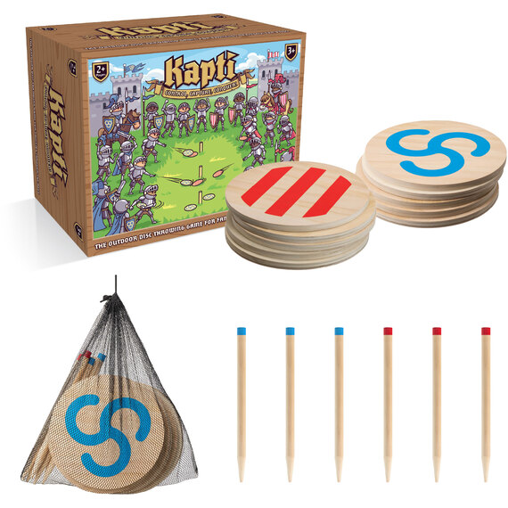 Grasshopper Games Kapti Garden Game, 100 FSC Wooden Outdoor Disc Throwing Game