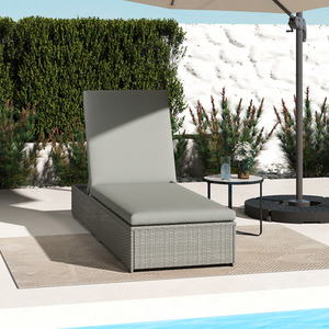 Single PE Rattan Sun Lounger with Adjustable Back