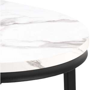 Copenhagen Marble-Effect Nesting Coffee Tables - White Tops, Matte Black Hairpin Legs