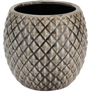 Portland Small Quilted Diamond Ceramic Planter, Grey