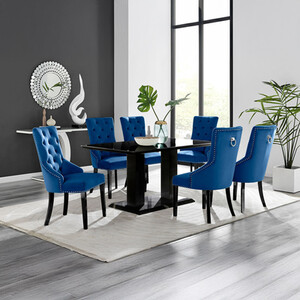 Imperia 6 Black Dining Table with 6 Belgravia Black Leg Chairs