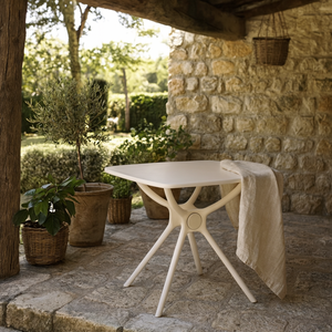 Chalencon Putty Grey Square Outdoor Plastic Dining Table 800 x 800 x 730 mm