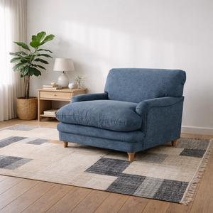Bambola Retro Chenille Armchair in Denim Blue
