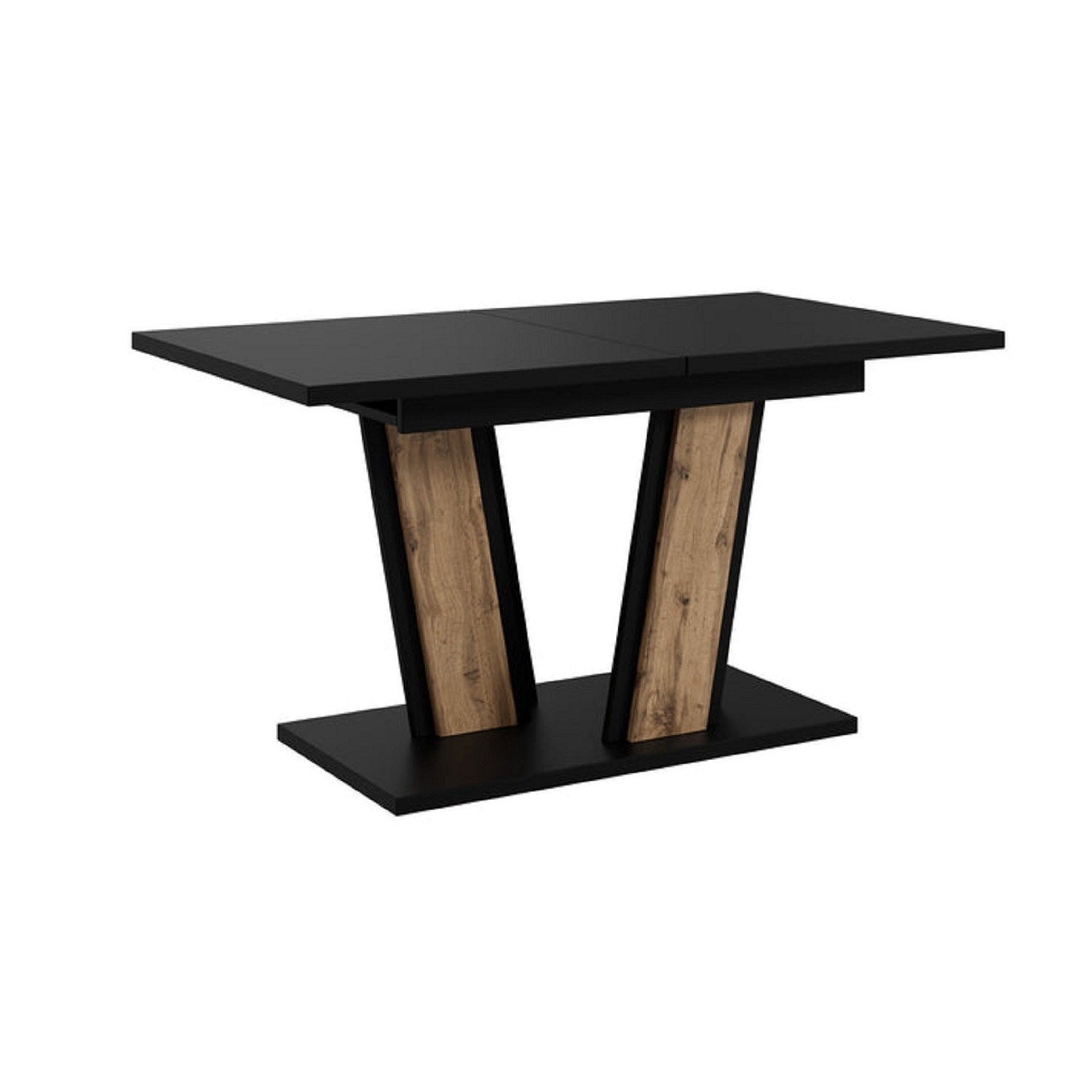Extending Dining Table 120to160 Cm Muss Black Wotan Effect - Black