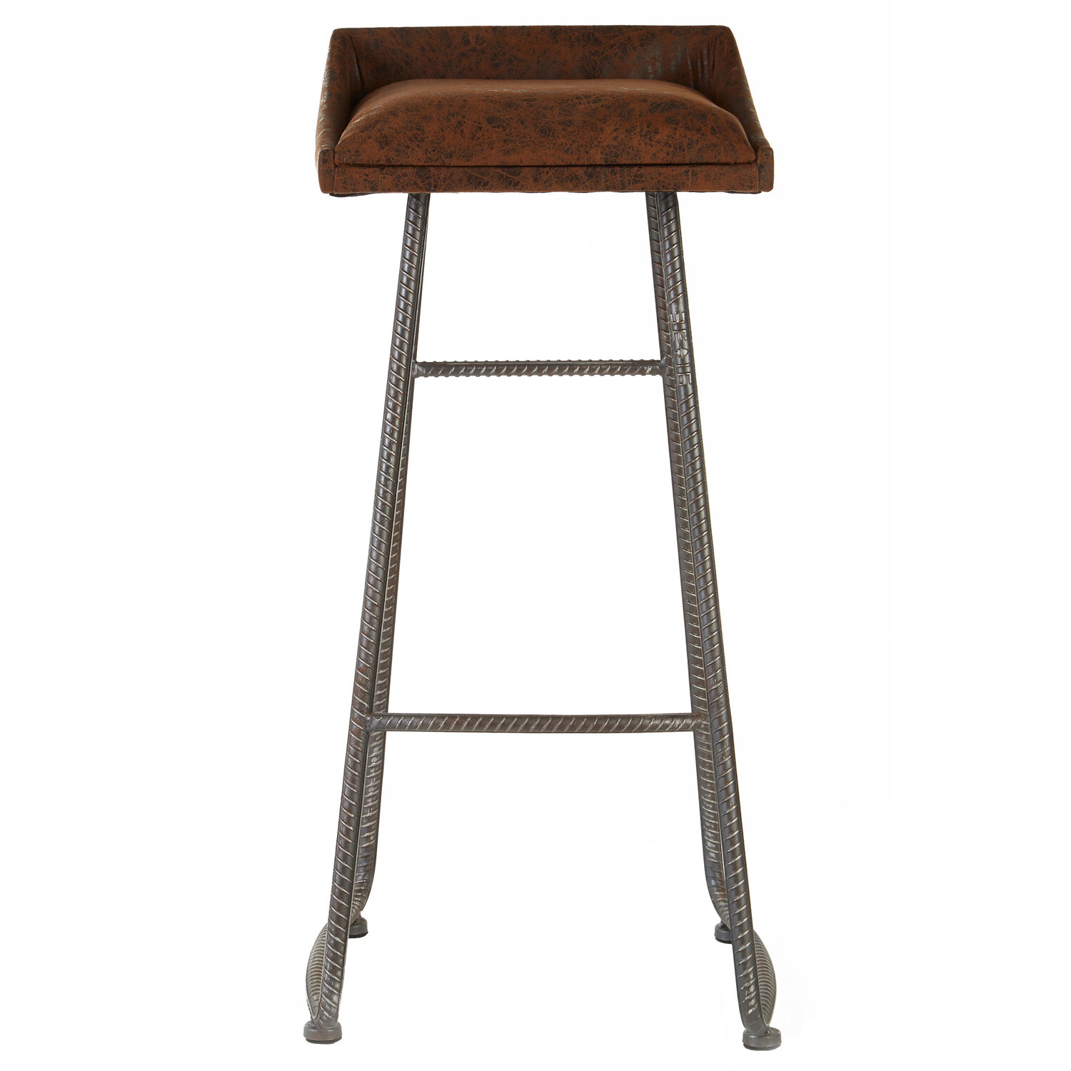 New Foundry Brown Leather Effect Bar Stool - Brown
