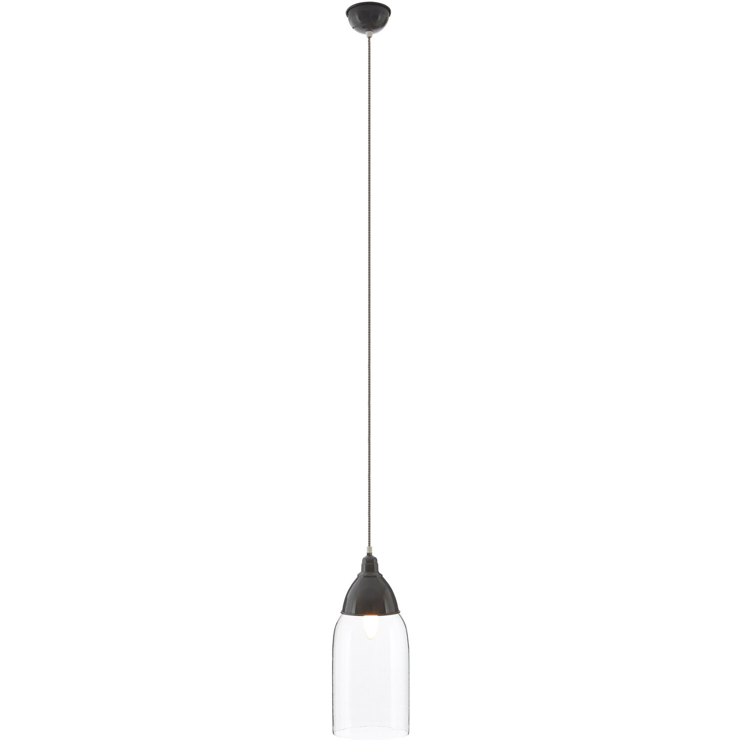 Oslo Grey Glass and Iron Pendant Light - Grey