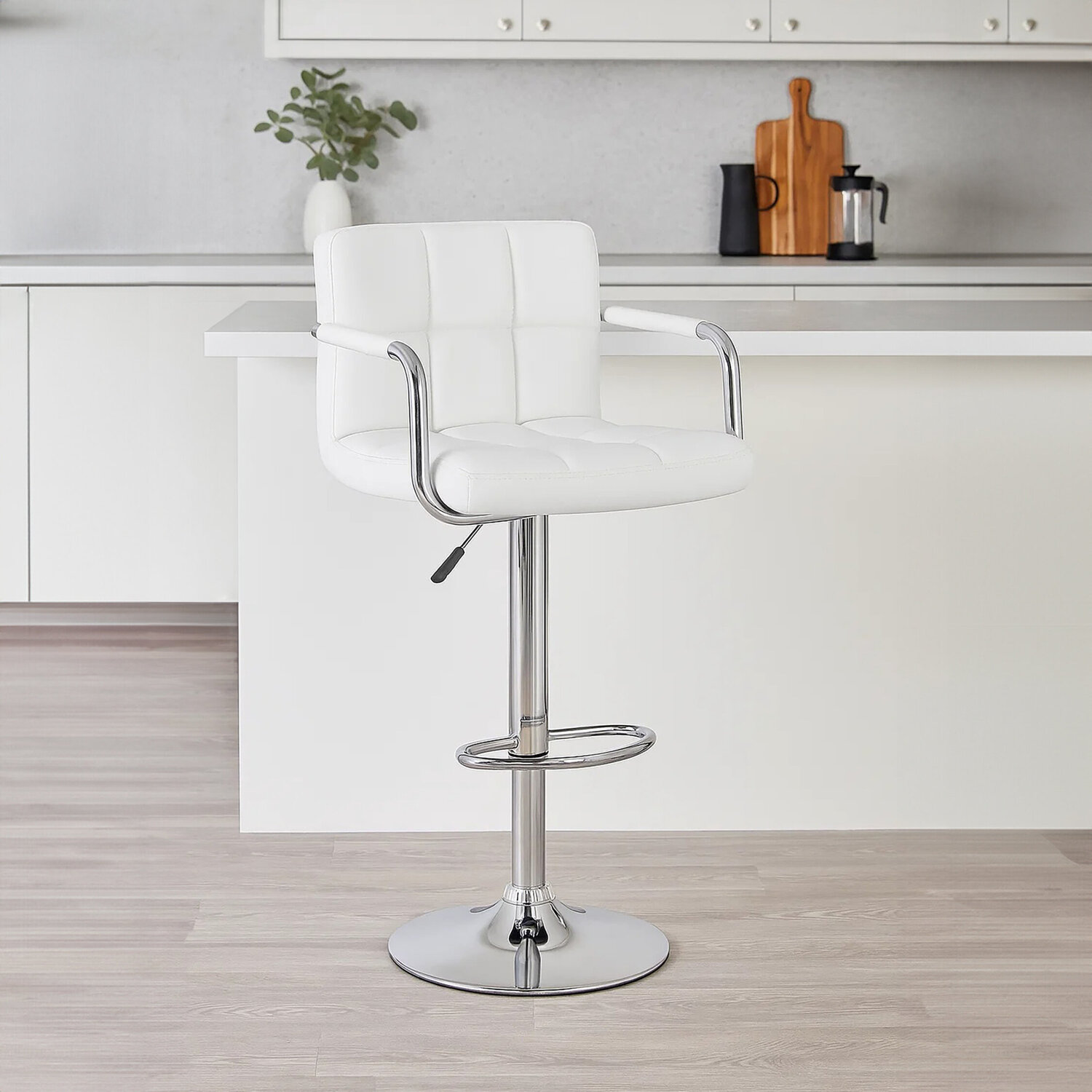 Starz White Leather Effect Bar Chair - White