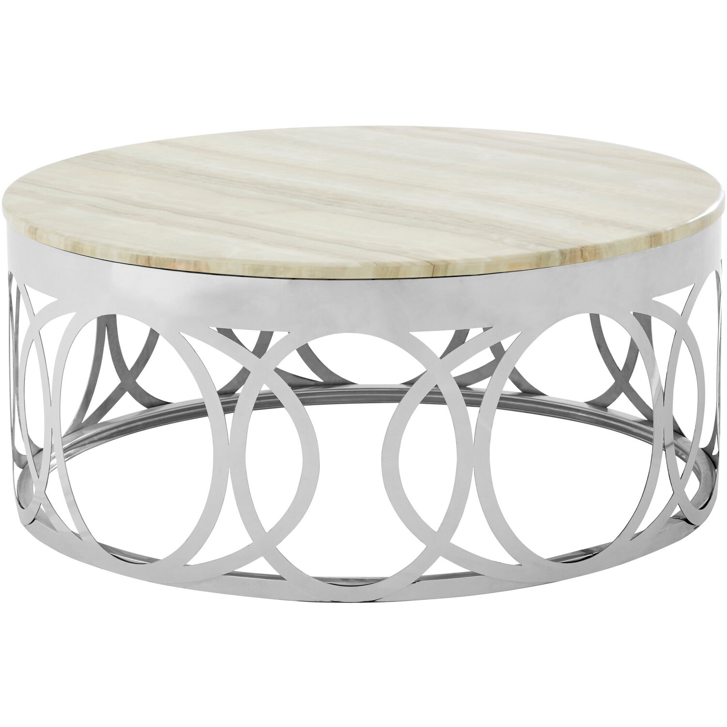 Yasmin White Marble Coffee Table - Silver