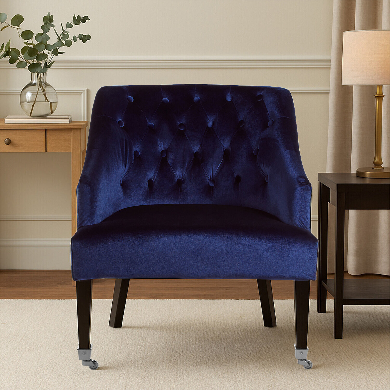 Darwin Blue Velvet Lounge Chair - Blue