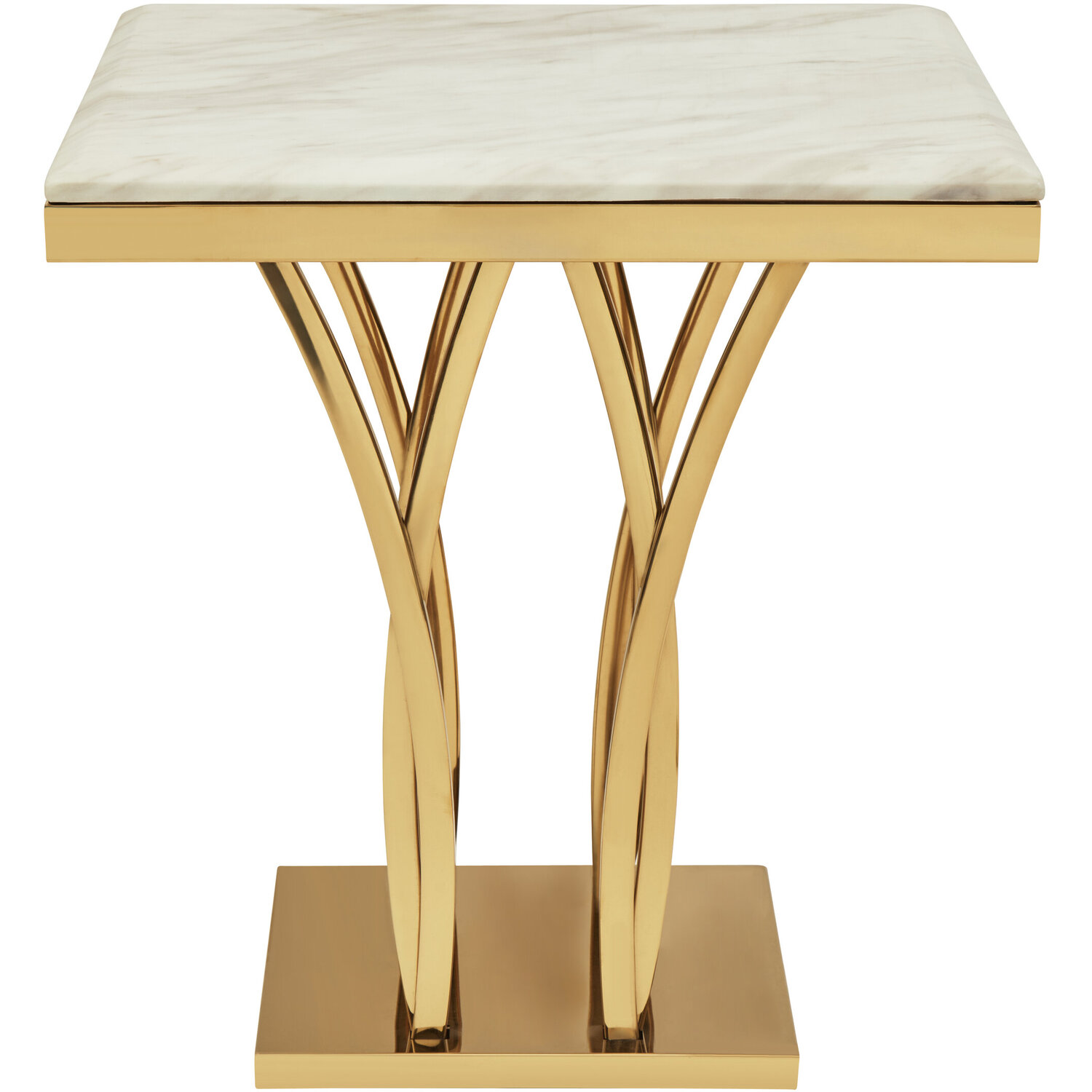 Arenza White Marble And Gold Side Table - Gold