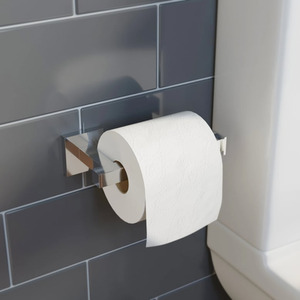Bathroom Toilet Roll Holder Chrome Square Wall Mounted Stylish Modern