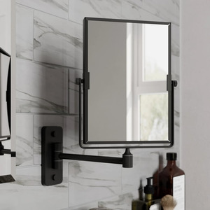 Wall Mounted 3x Magnifying Bathroom Mirror Shaving Make Up Extending Black
