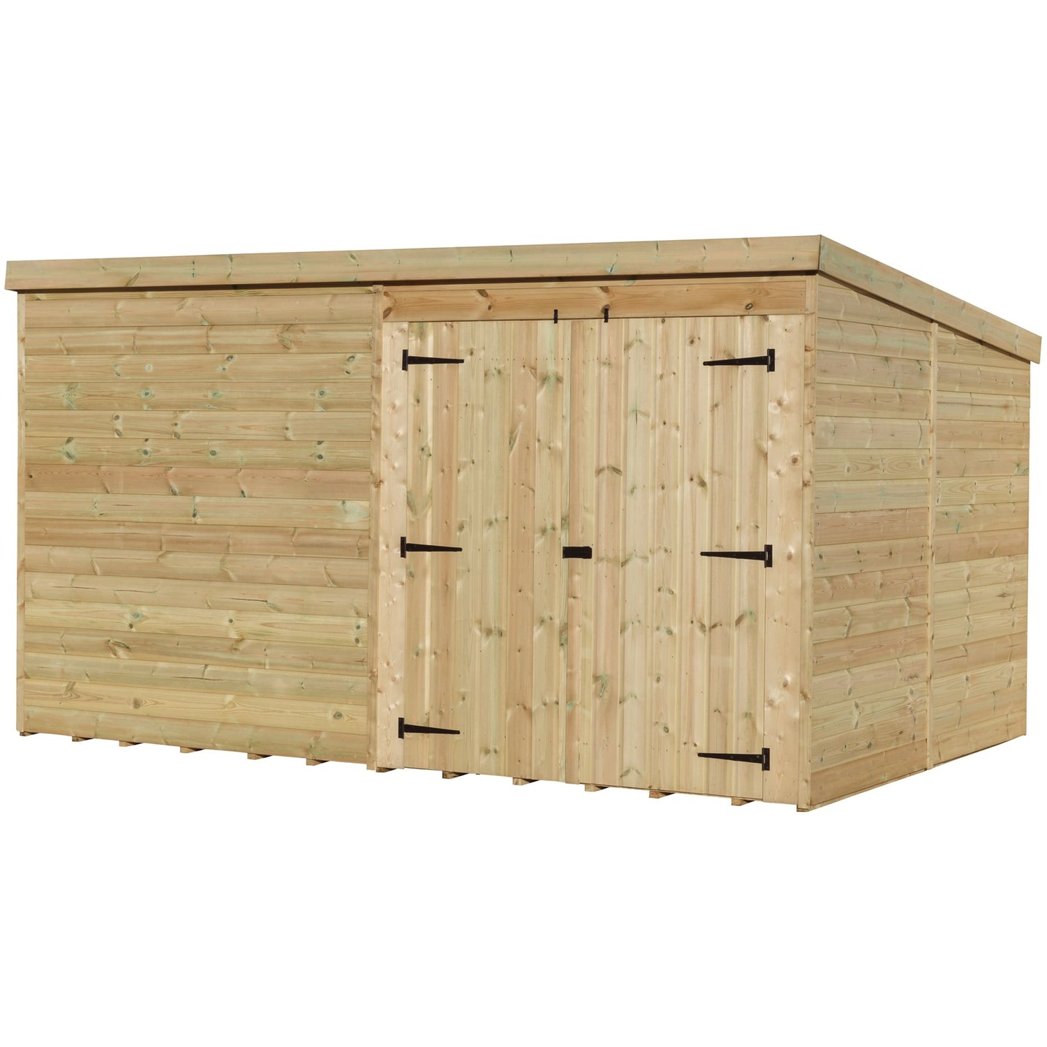 Empire 4000 10x8 Pent Garden Shed with a Double Door on the Right - Green