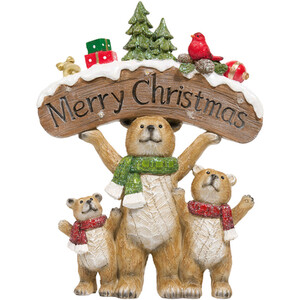 Light Up Merry Christmas Bear Family Ornament