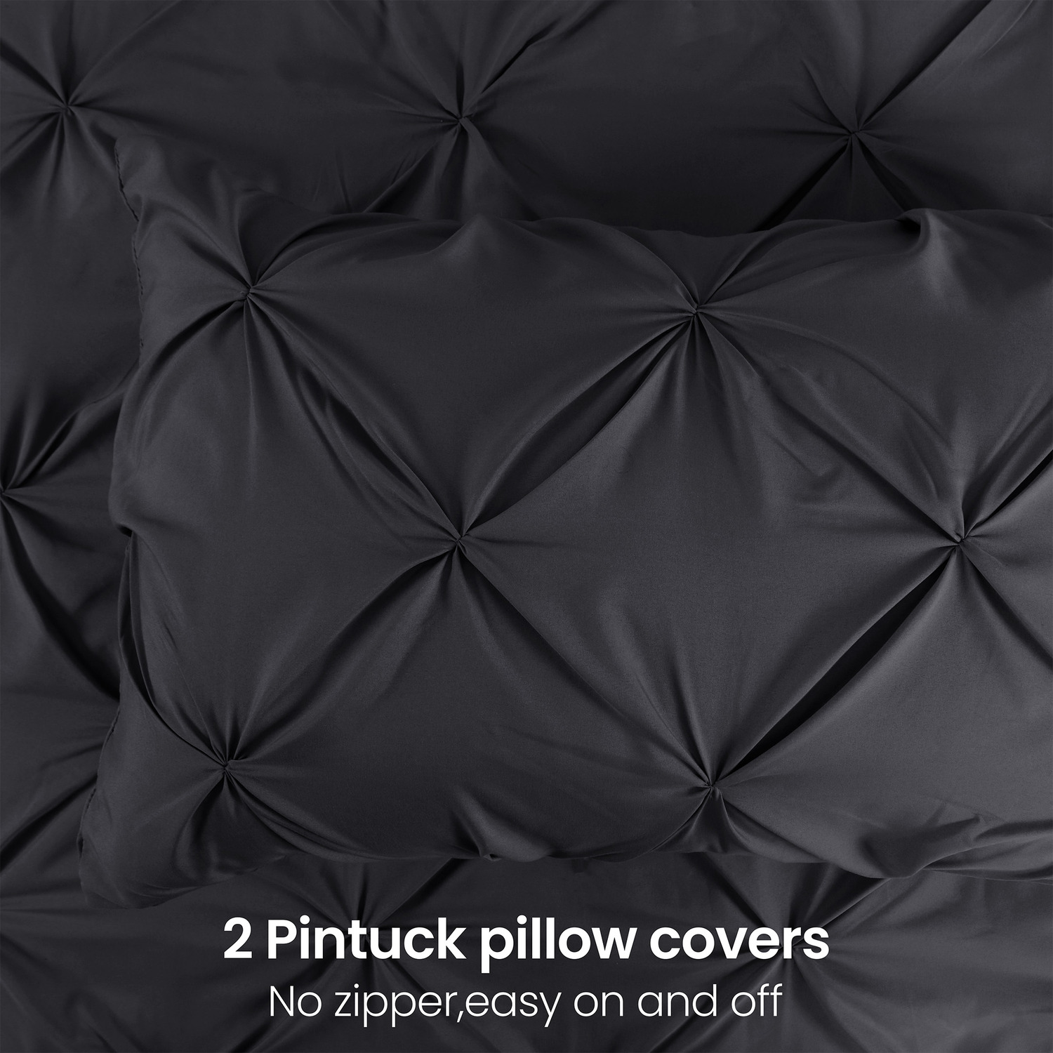 Elegant Pintuck Duvet Cover Set - Black Superking